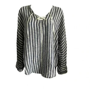 Rails top women's shirt size small linen blend long sleeve resort wear blue